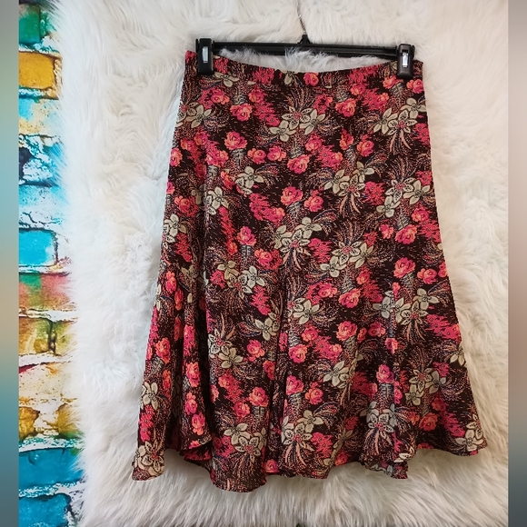 Nicole Miller Pink and Brown Tan A Line Skirt Size 6 - Picture 2 of 9